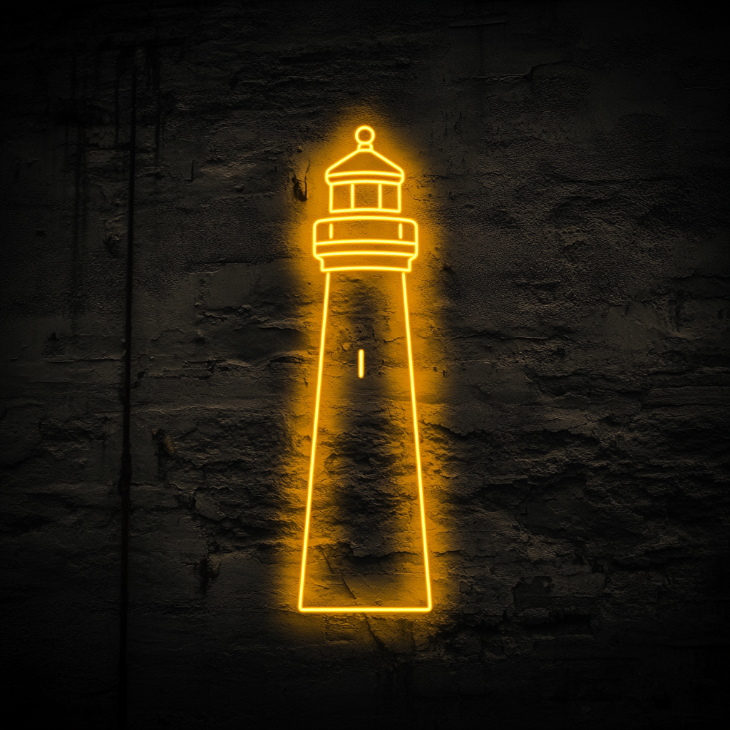 Lighthouse - Yellow Neon Sign, 18 Inches