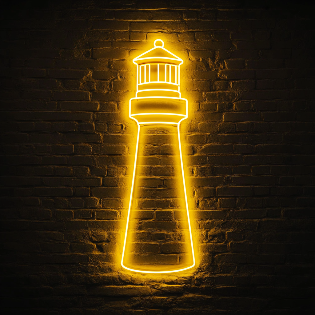 Lighthouse - Yellow Neon Sign, 18 Inches