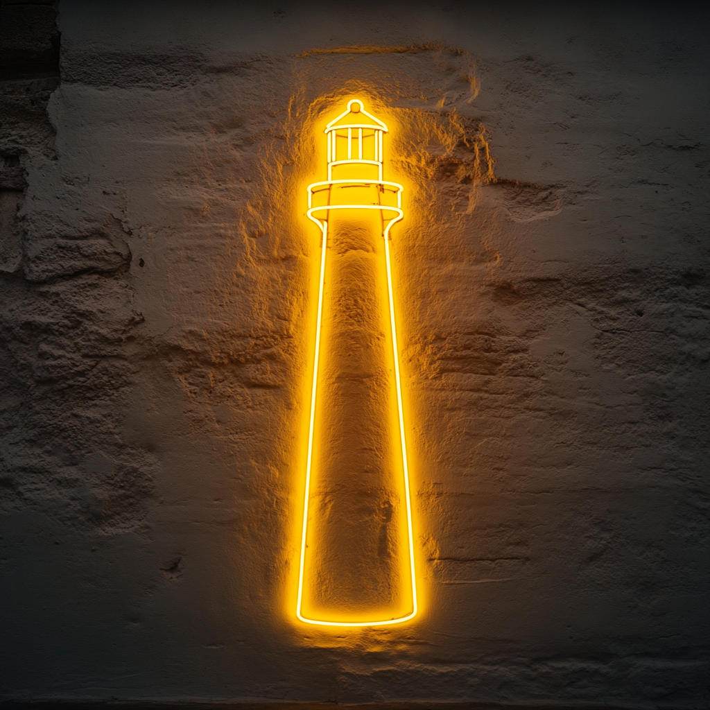 Lighthouse - Yellow Neon Sign, 18 Inches