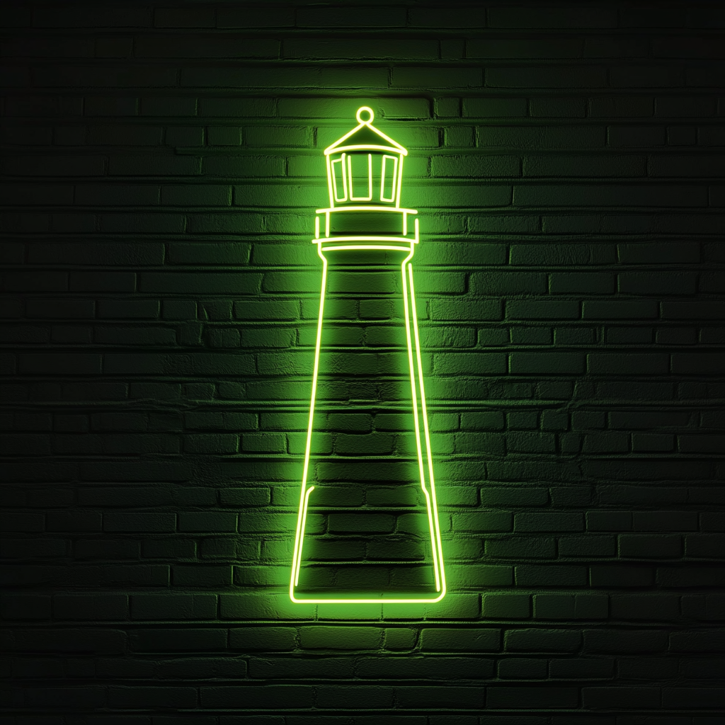 Lighthouse Beacon - Green Neon Sign, 24 Inches