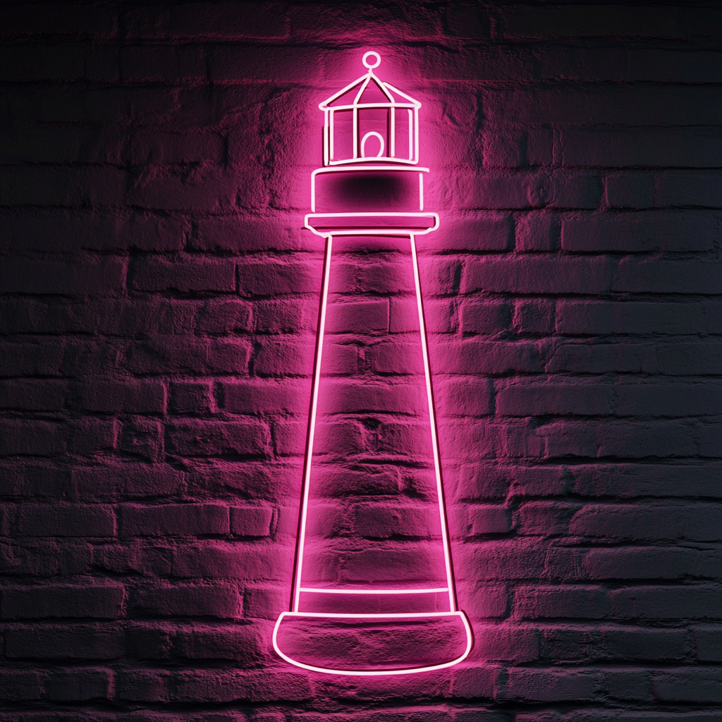 Lighthouse Beacon - Pink Neon Sign, 18 Inches