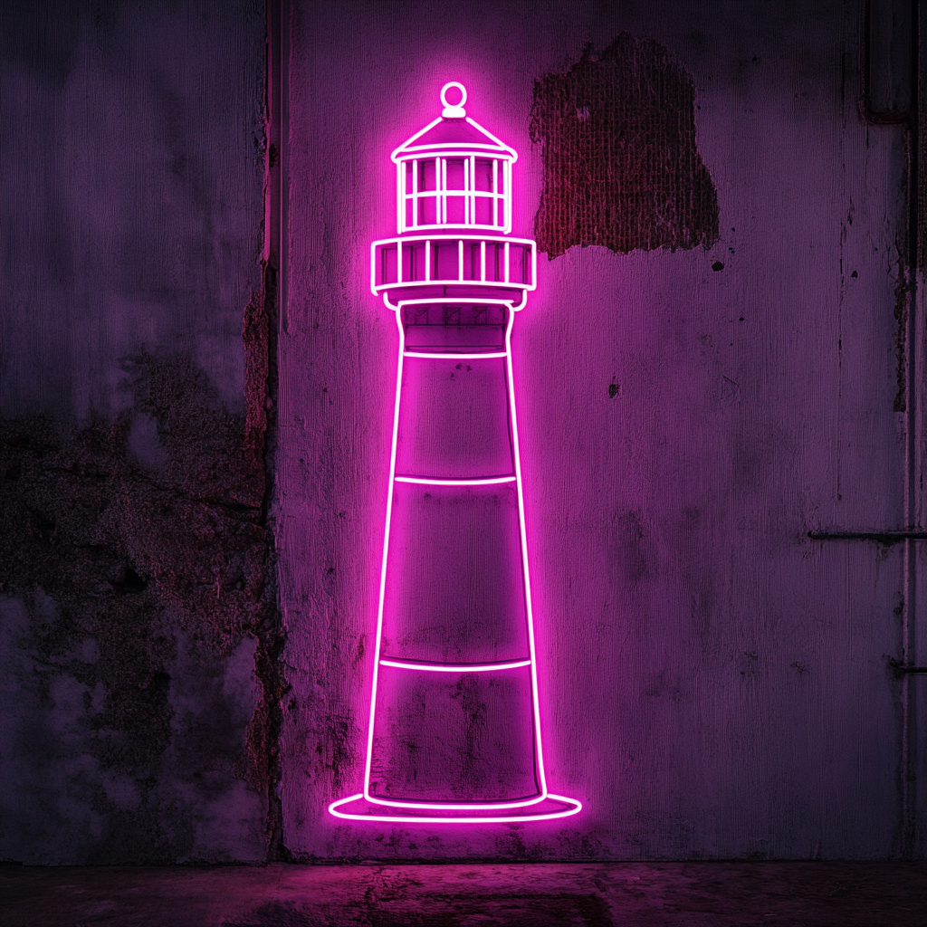 Lighthouse Beacon - Pink Neon Sign, 18 Inches