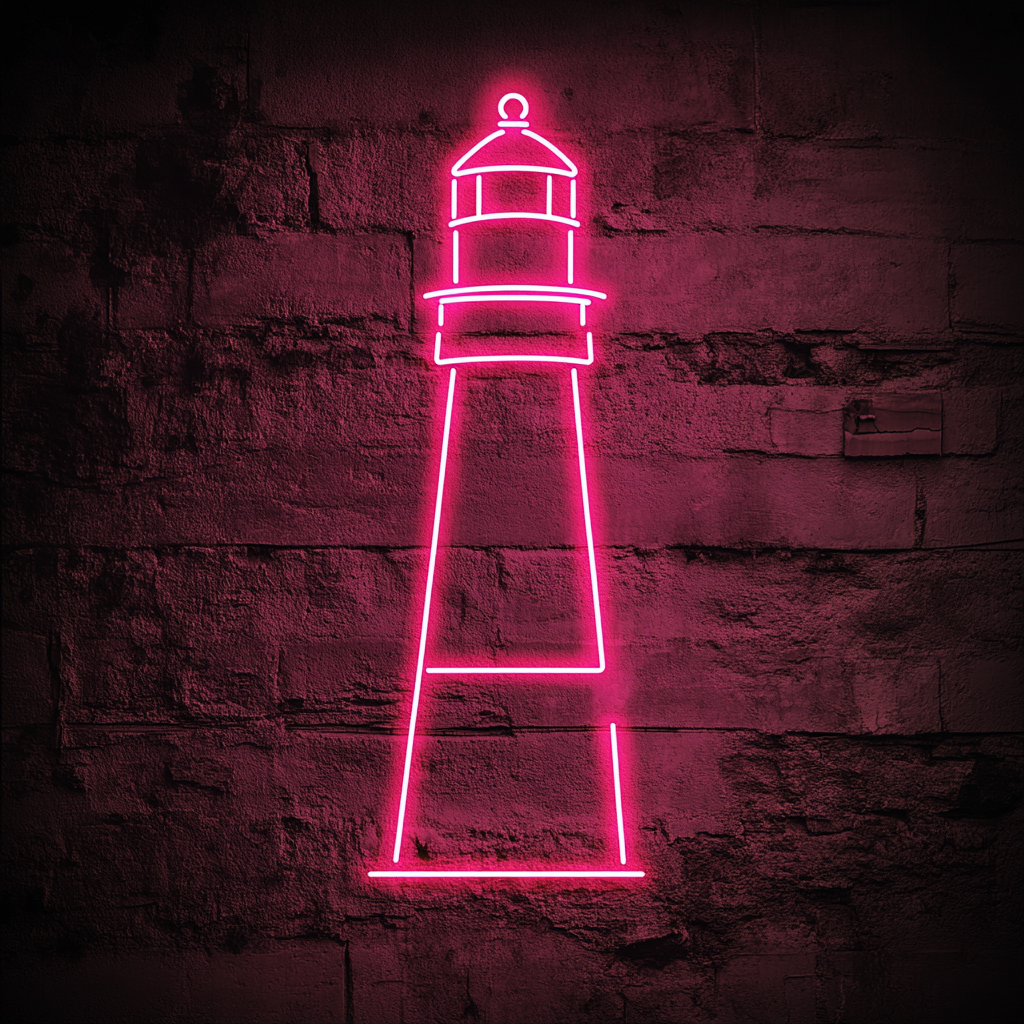 Lighthouse Beacon - Pink Neon Sign, 18 Inches