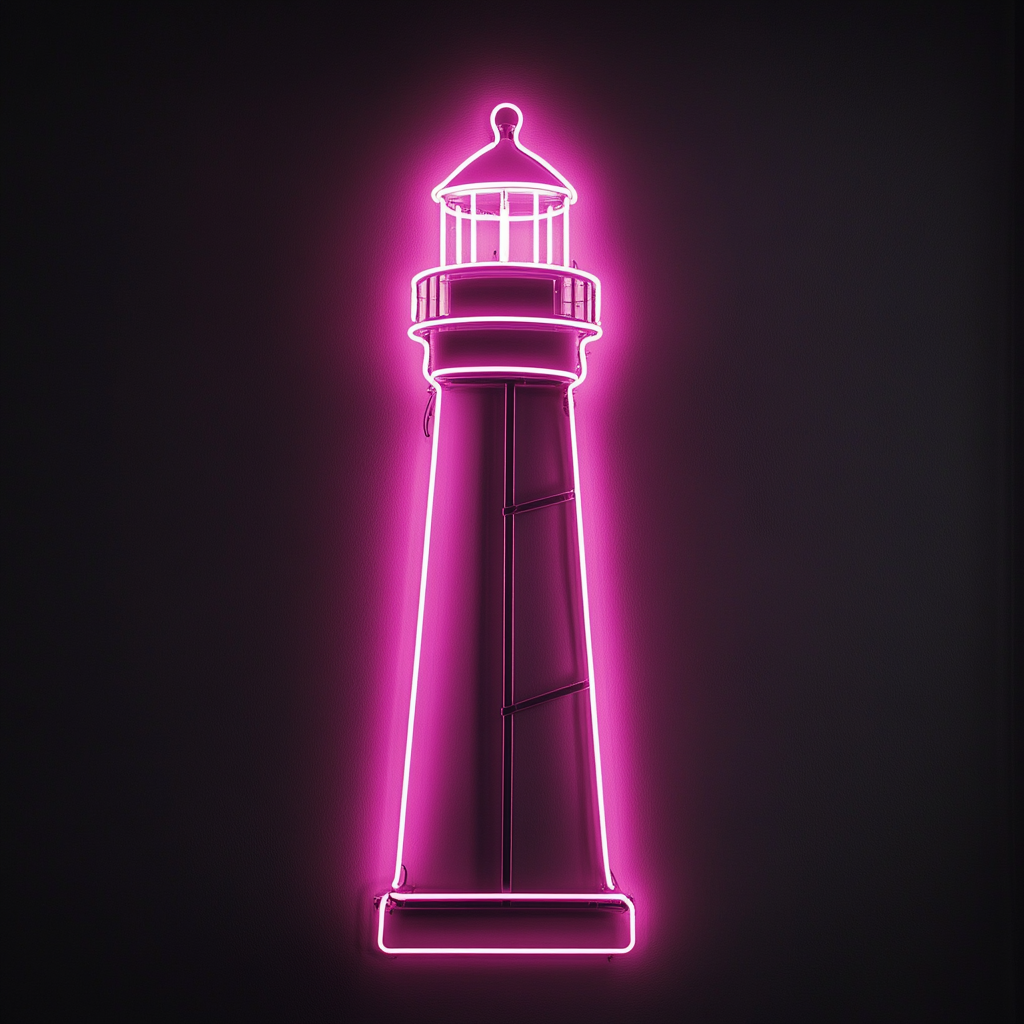 Lighthouse Beacon - Pink Neon Sign, 24 Inches