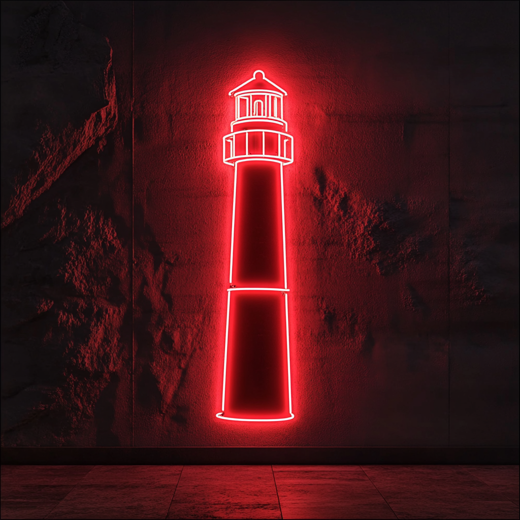 Lighthouse Beacon - Red Neon Sign, 24 Inches