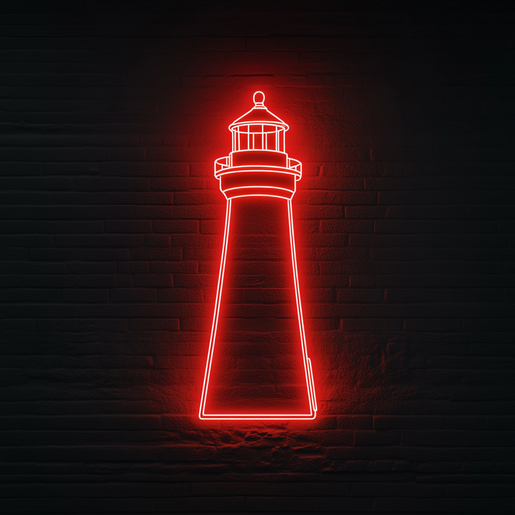 Lighthouse Beacon - Red Neon Sign, 24 Inches