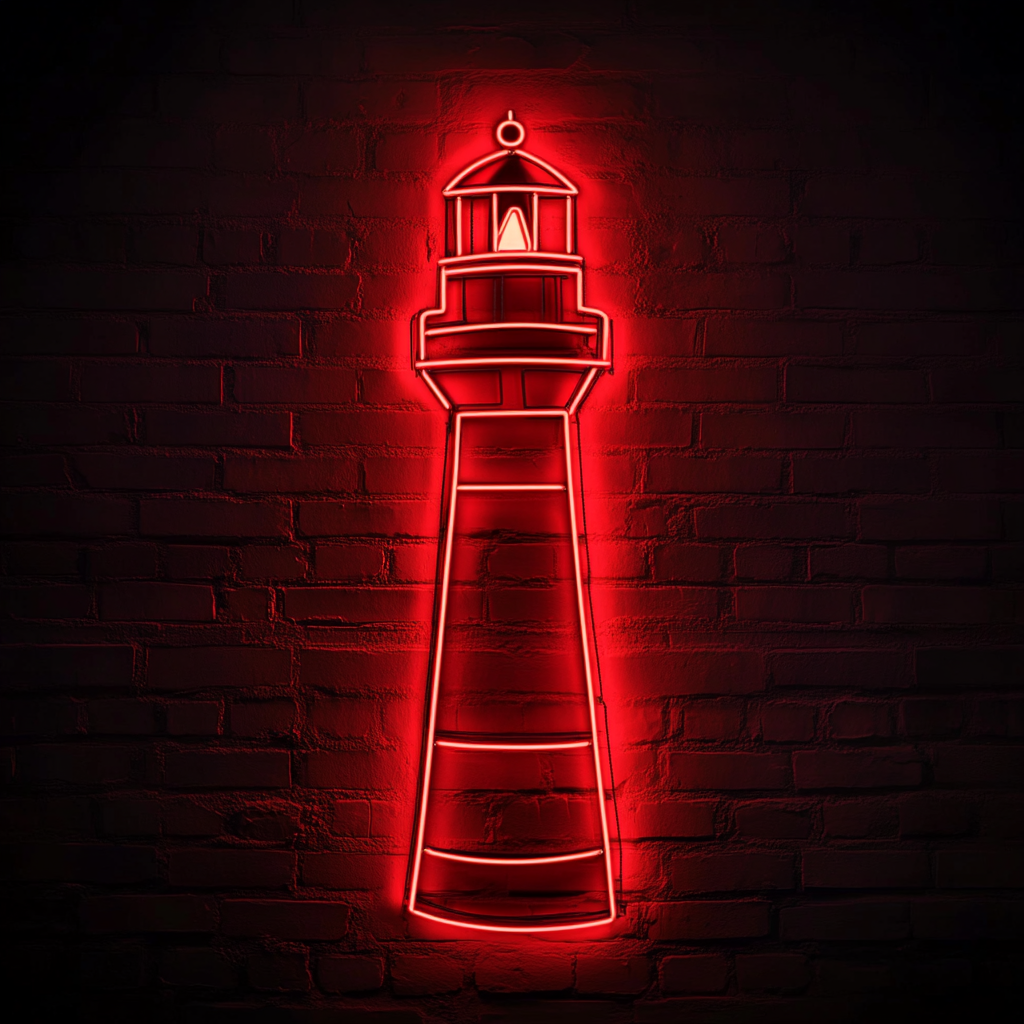 Lighthouse Beacon - Red Neon Sign, 24 Inches