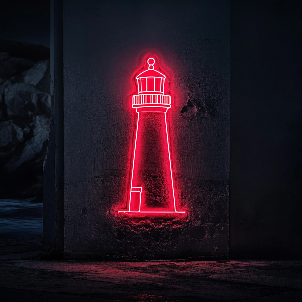 Lighthouse Beacon - Red Neon Sign, 24 Inches