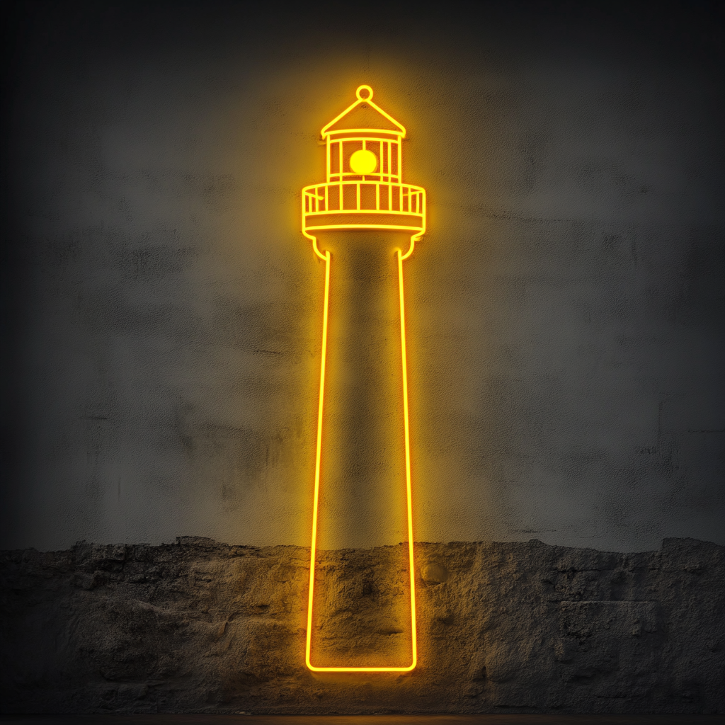 Lighthouse Beacon - Yellow Neon Sign, 24 Inches