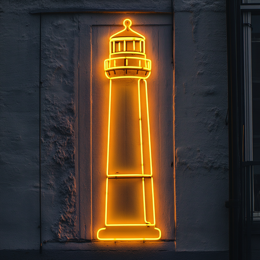 Lighthouse Beacon - Yellow Neon Sign, 18 Inches