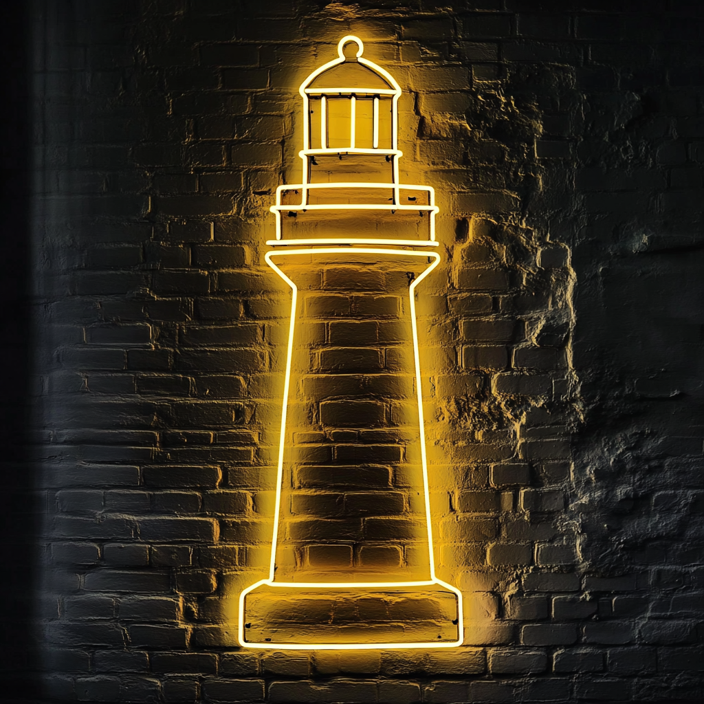 Lighthouse Beacon - Yellow Neon Sign, 18 Inches
