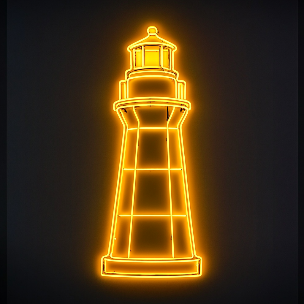 Lighthouse Beacon - Yellow Neon Sign, 18 Inches