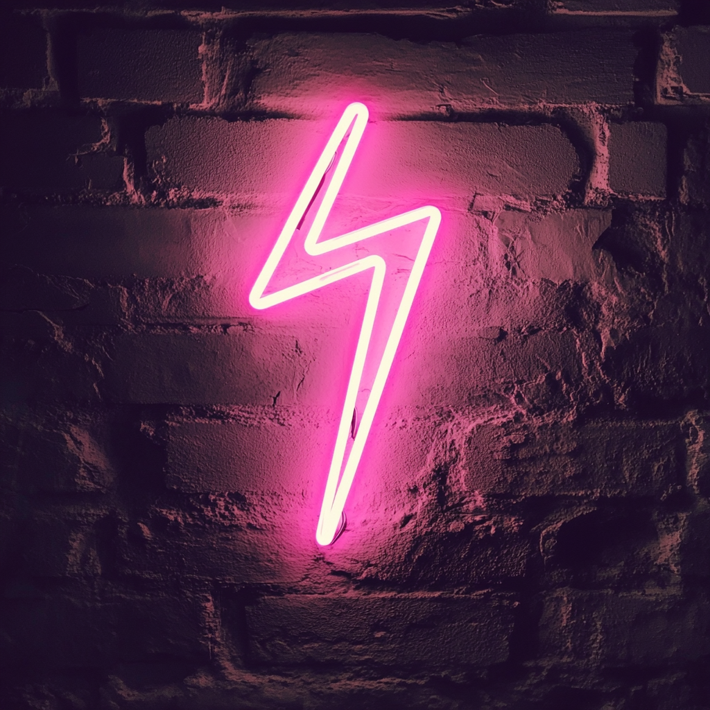 Lightning Bolt - Pink Neon Sign, 24 Inches