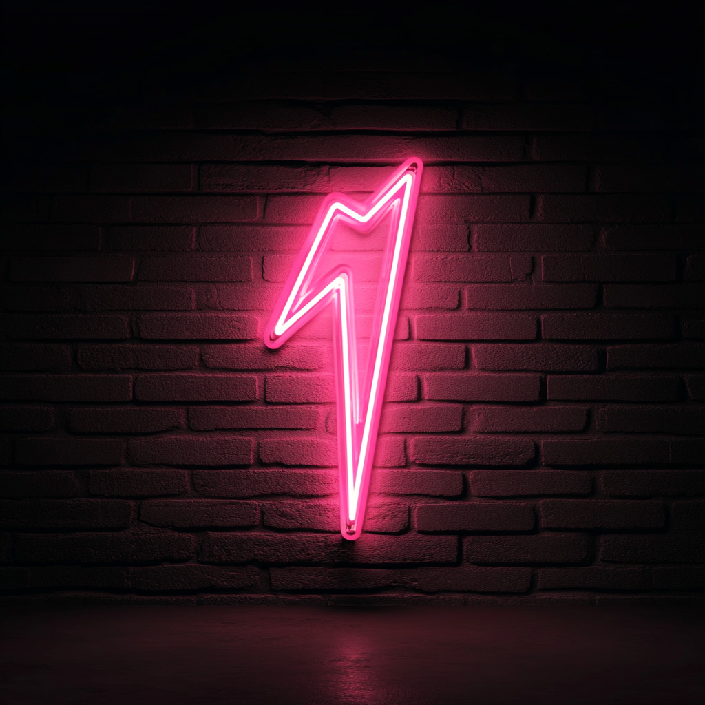 Lightning Bolt - Pink Neon Sign, 18 Inches