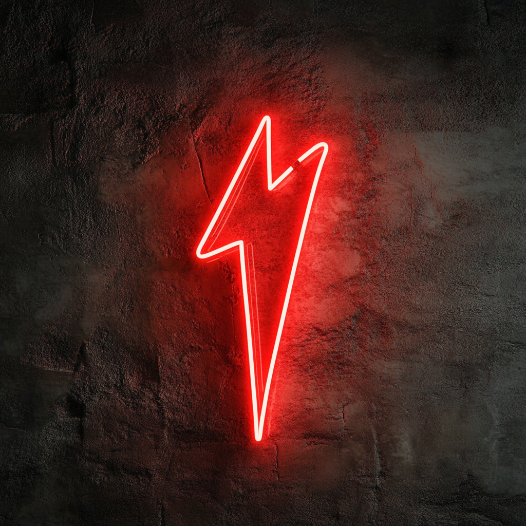 Lightning Bolt - Red Neon Sign, 18 Inches