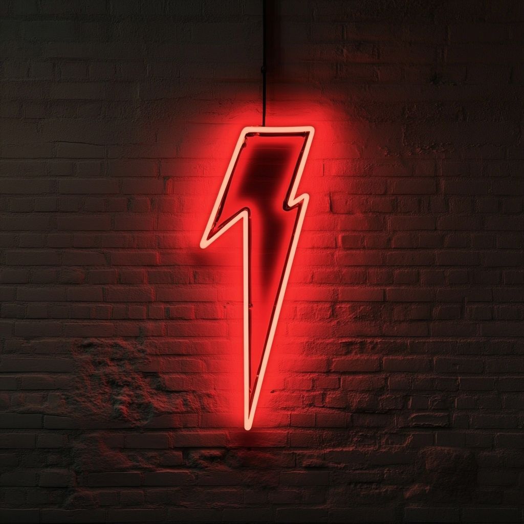 Lightning Bolt - Red Neon Sign, 24 Inches