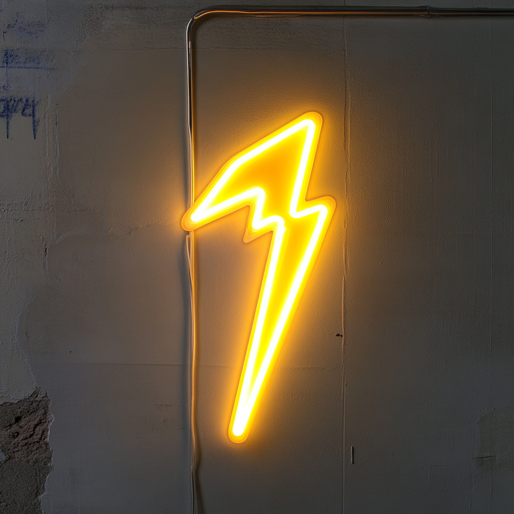 Lightning Bolt - Yellow Neon Sign, 18 Inches
