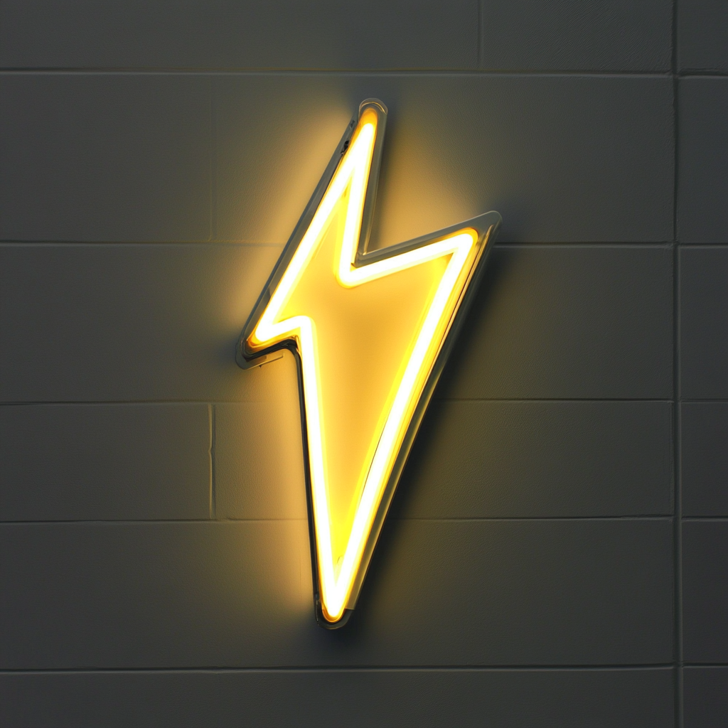 Lightning Bolt - Yellow Neon Sign, 24 Inches