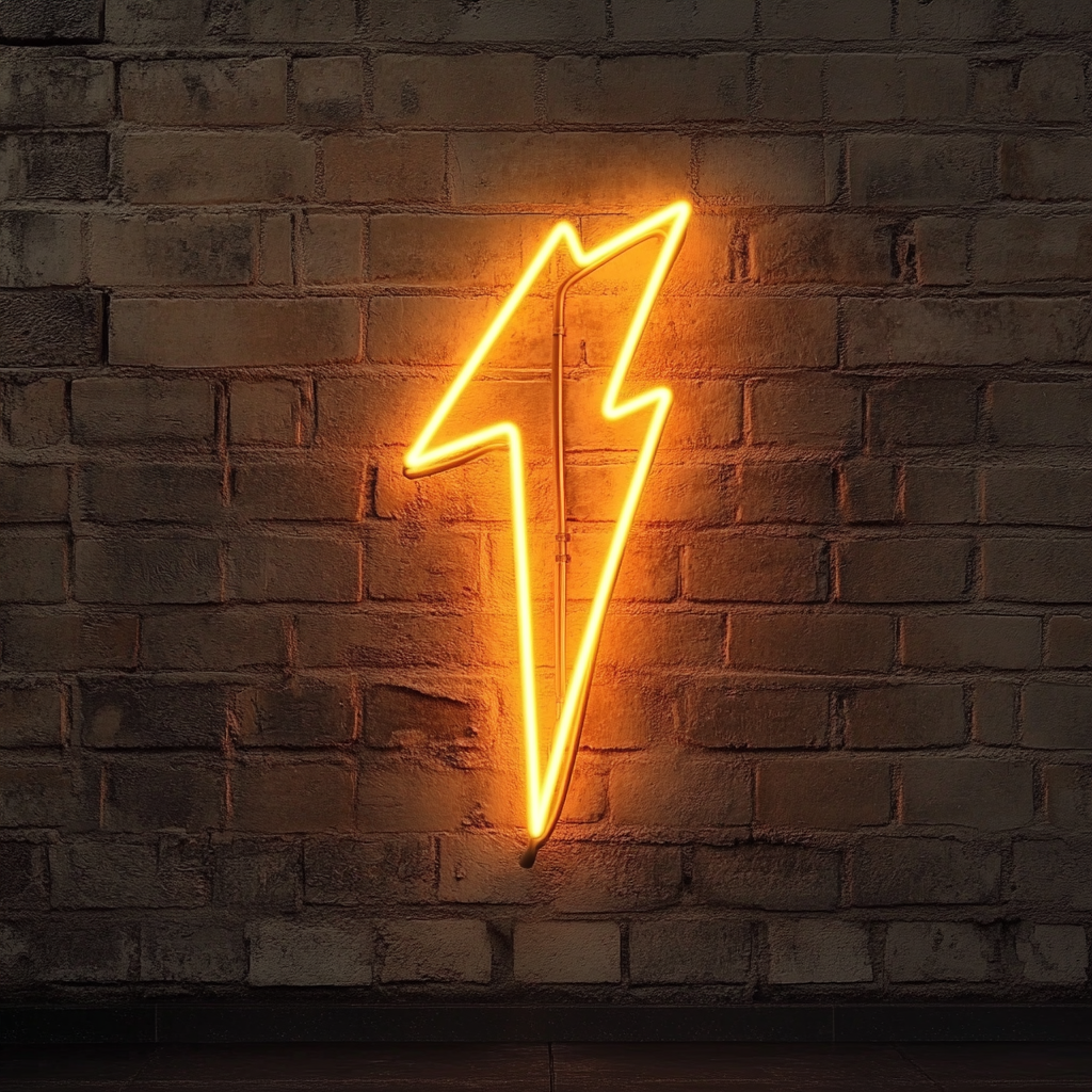 Lightning Bolt - Yellow Neon Sign, 24 Inches