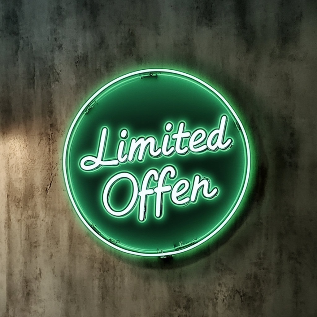 "Limited Offer" - Green Neon Sign, 18 Inches