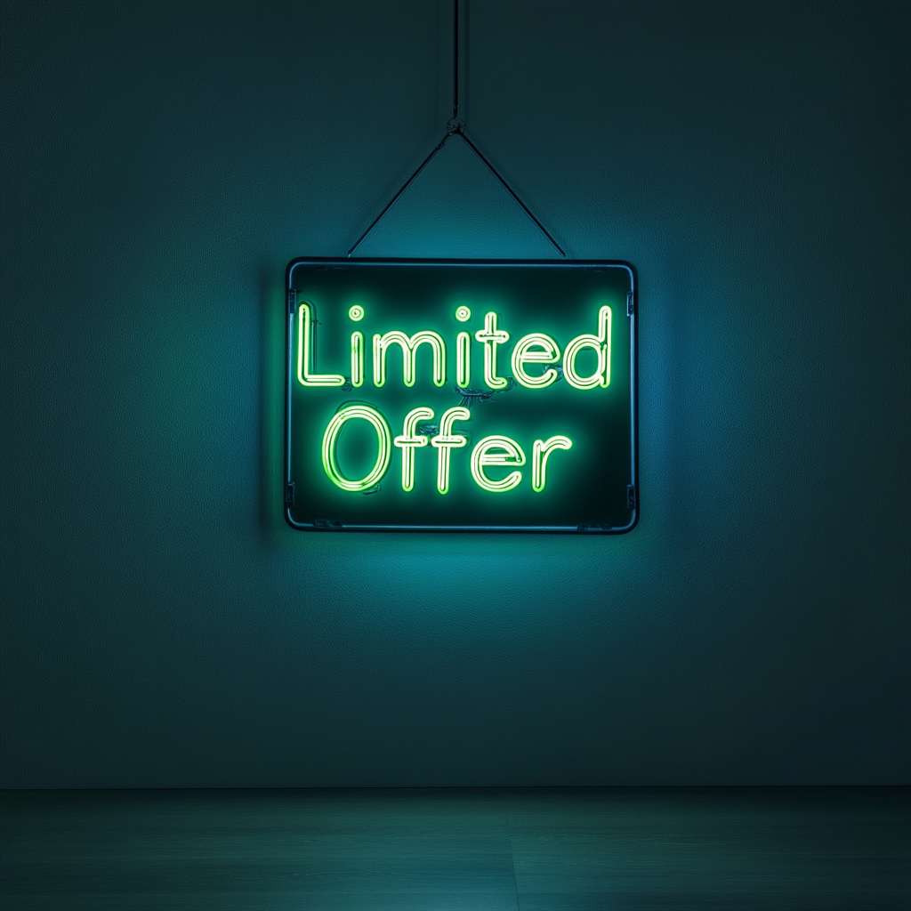 "Limited Offer" - Green Neon Sign, 18 Inches