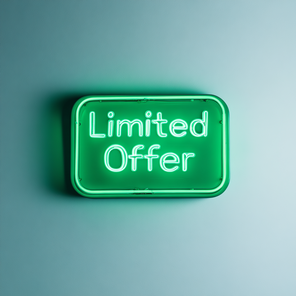 "Limited Offer" - Green Neon Sign, 18 Inches