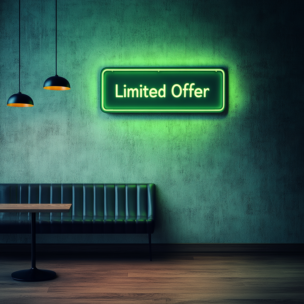 "Limited Offer" - Green Neon Sign, 18 Inches