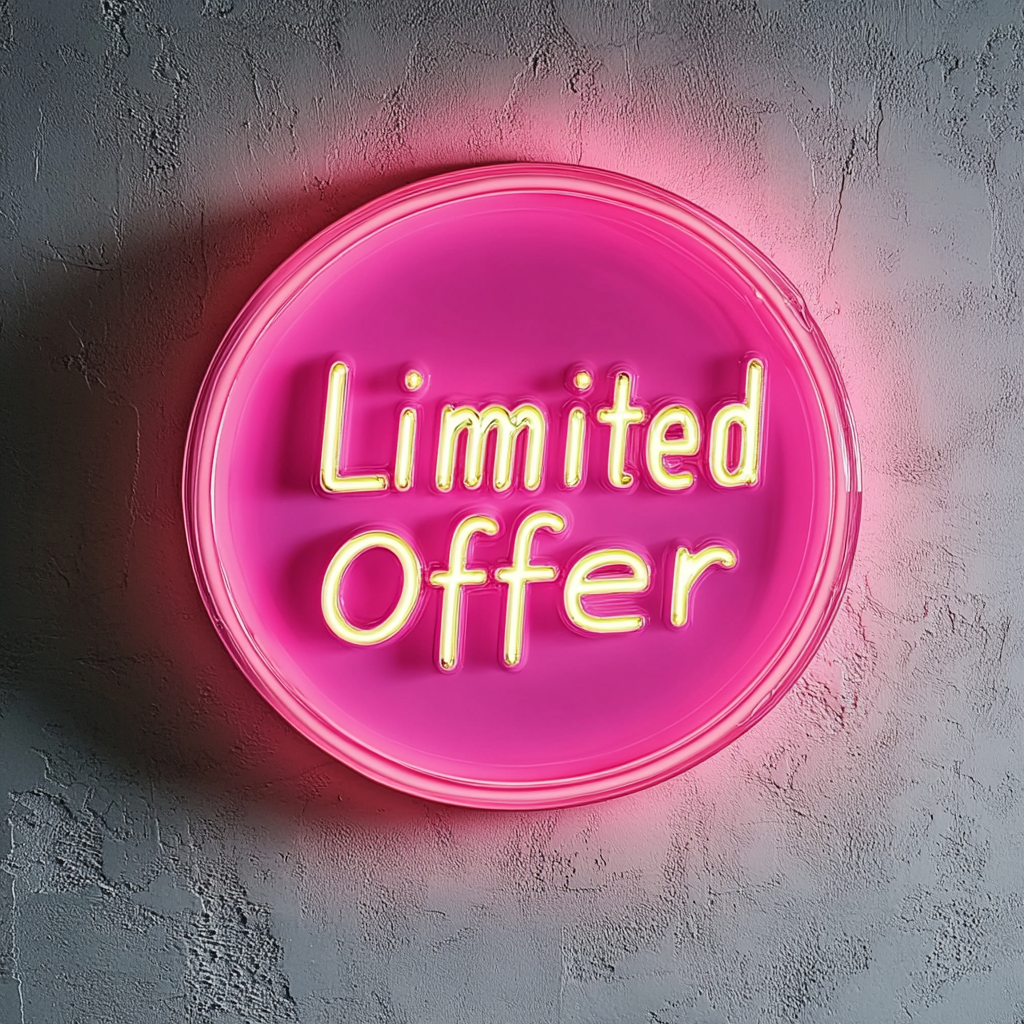 "Limited Offer" - Pink Neon Sign, 18 Inches