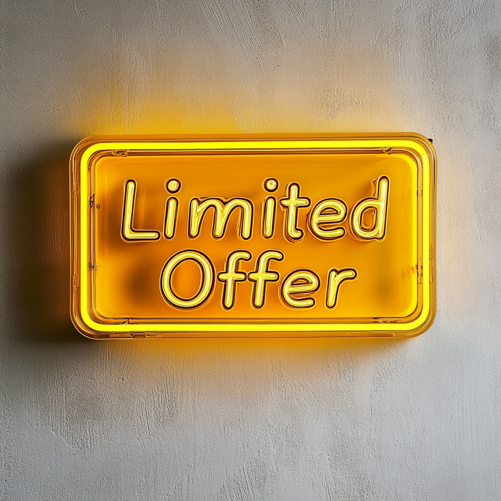 "Limited Offer" - Yellow Neon Sign, 18 Inches