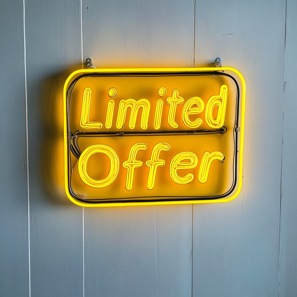 "Limited Offer" - Yellow Neon Sign, 18 Inches