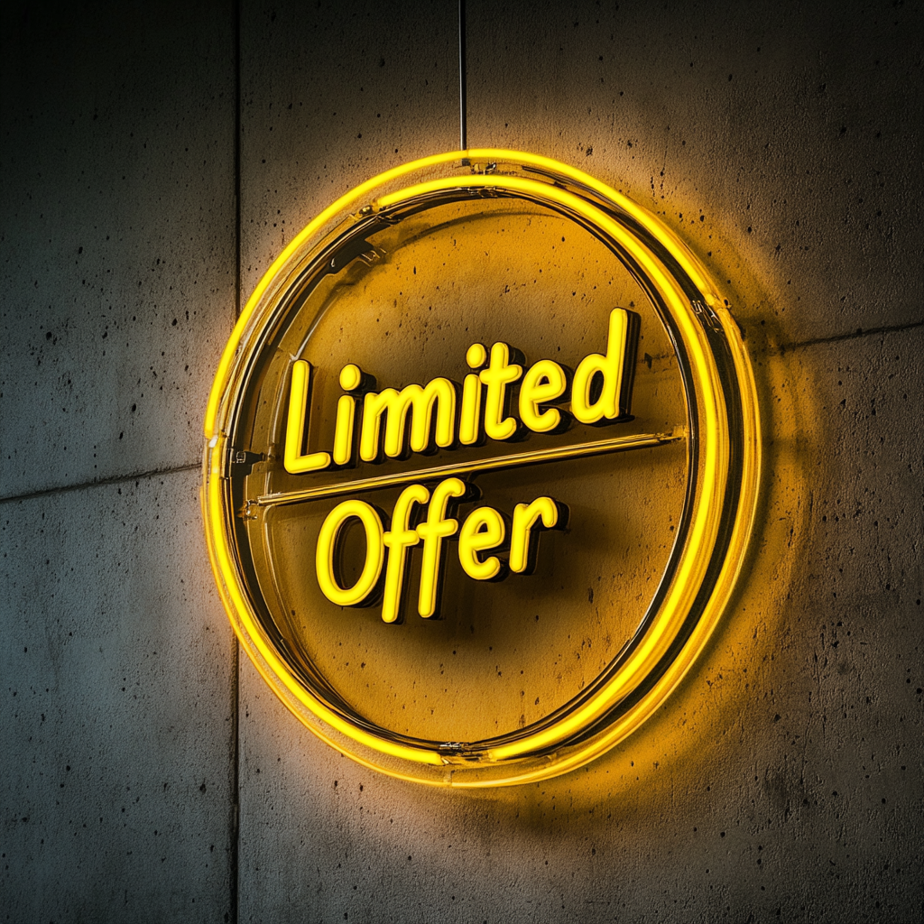 "Limited Offer" - Yellow Neon Sign, 18 Inches