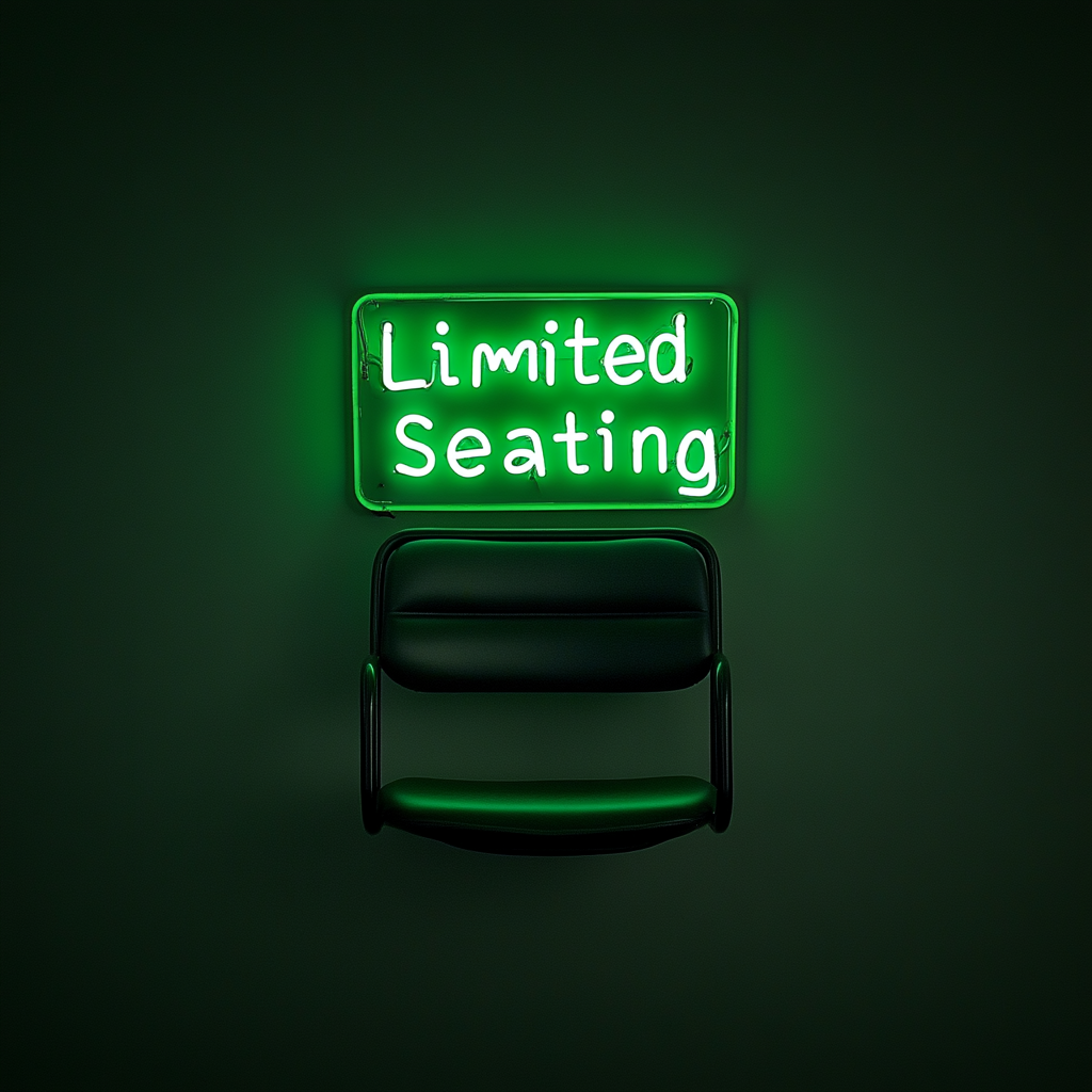 "Limited Seating" - Green Neon Sign, 24 Inches