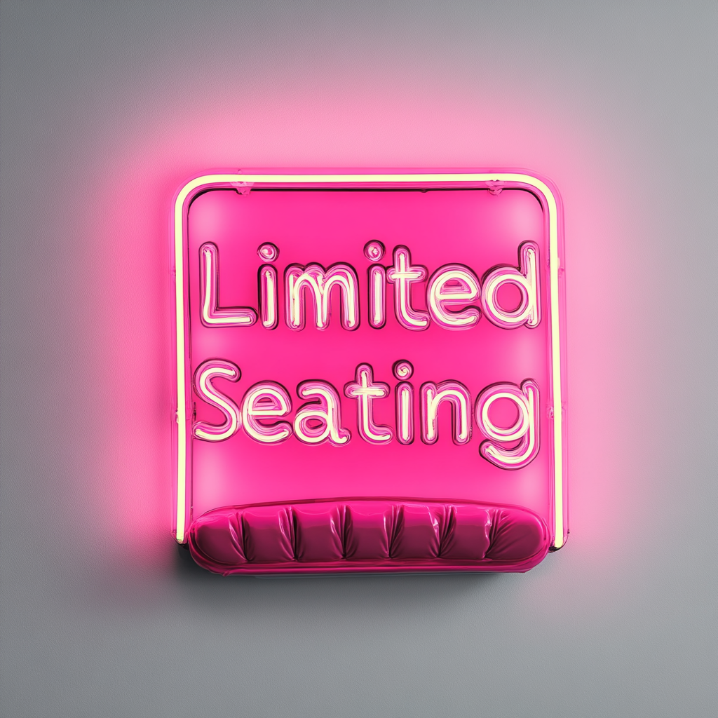 "Limited Seating" - Pink Neon Sign, 24 Inches
