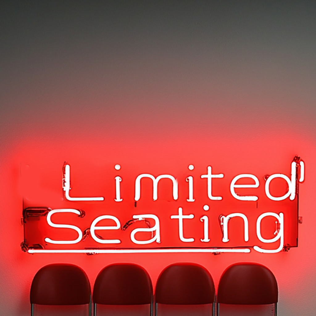 "Limited Seating" - Red Neon Sign, 24 Inches