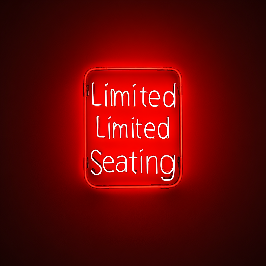 "Limited Seating" - Red Neon Sign, 24 Inches