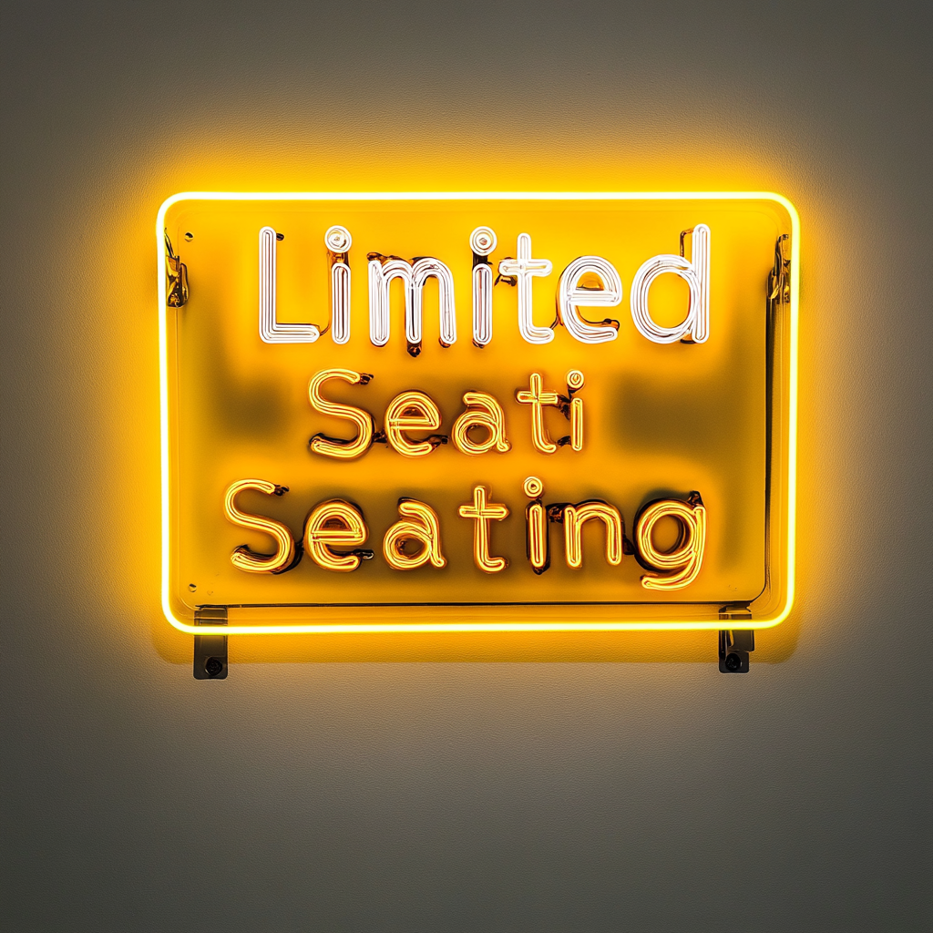 "Limited Seating" - Yellow Neon Sign, 24 Inches