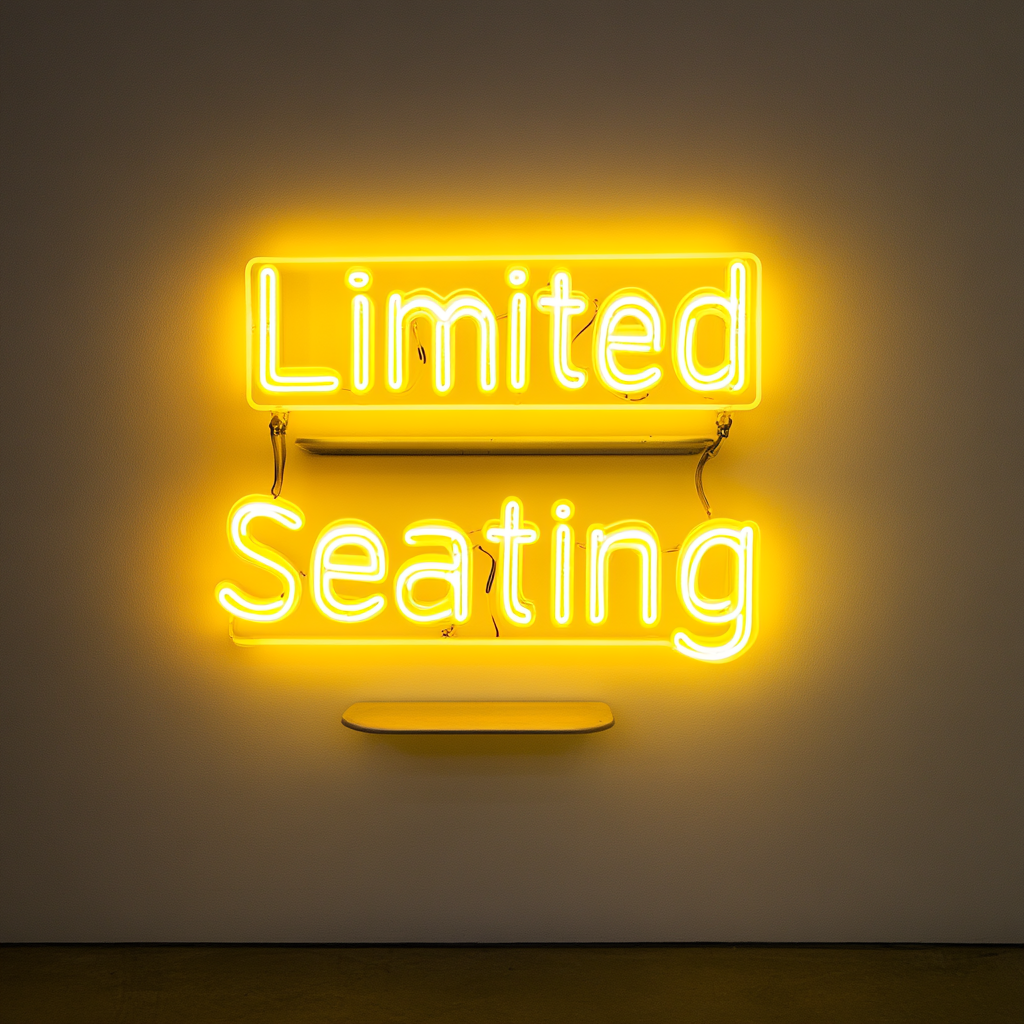 "Limited Seating" - Yellow Neon Sign, 24 Inches