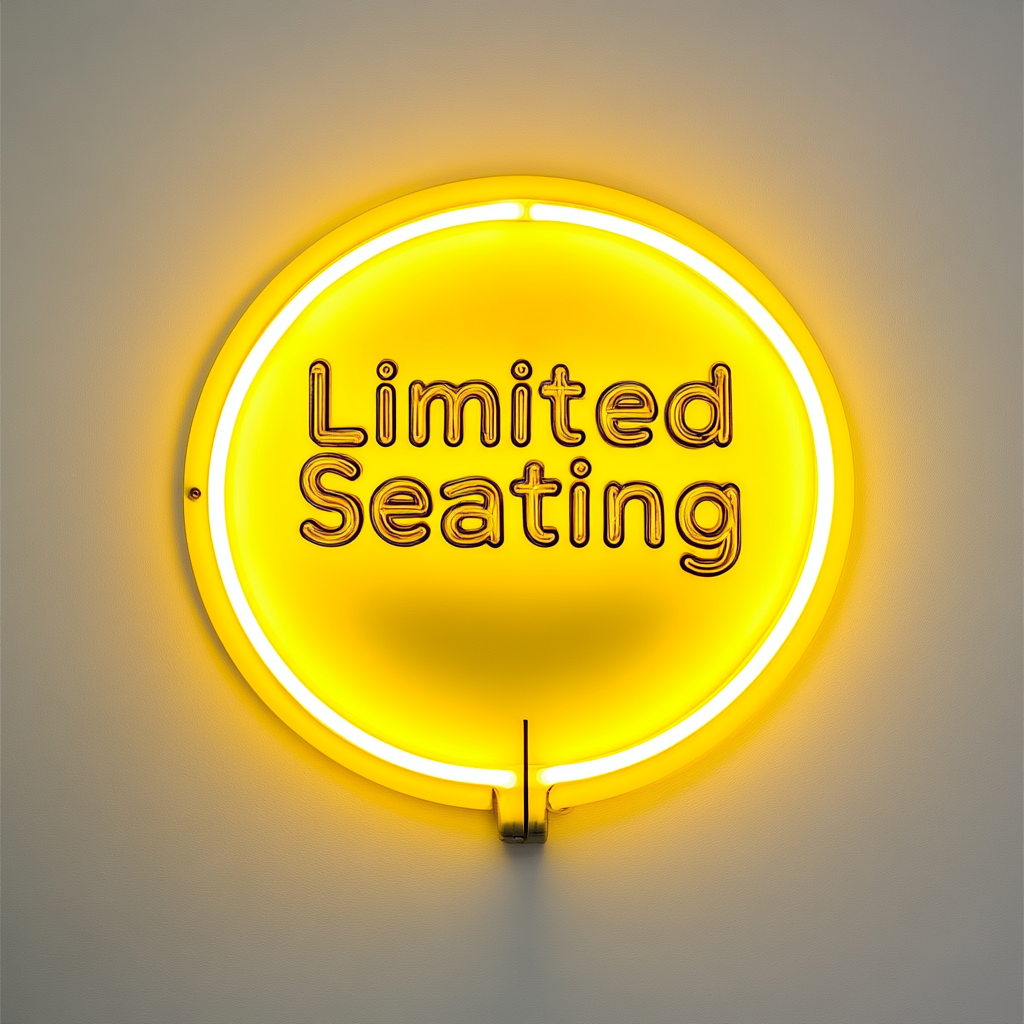 "Limited Seating" - Yellow Neon Sign, 24 Inches