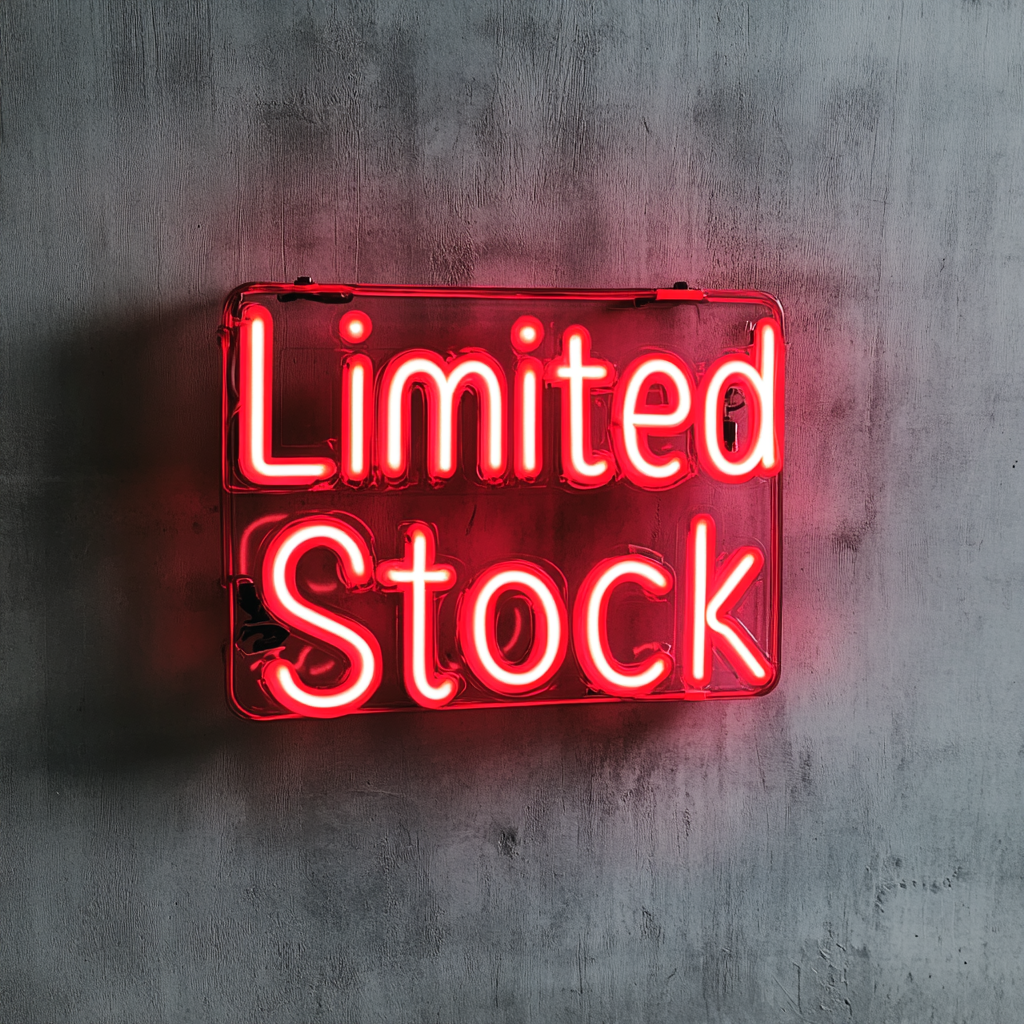 "Limited Stock" - Red Neon Sign, 24 Inches