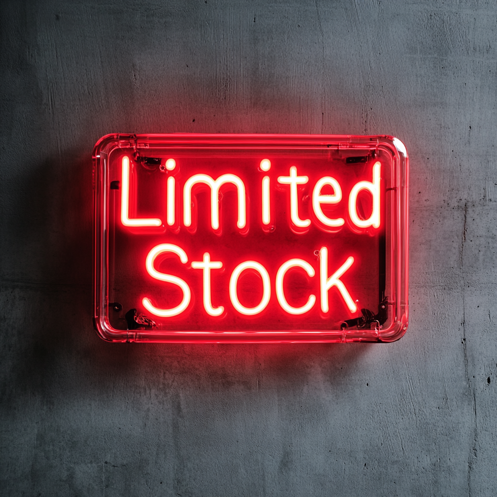 "Limited Stock" - Red Neon Sign, 24 Inches