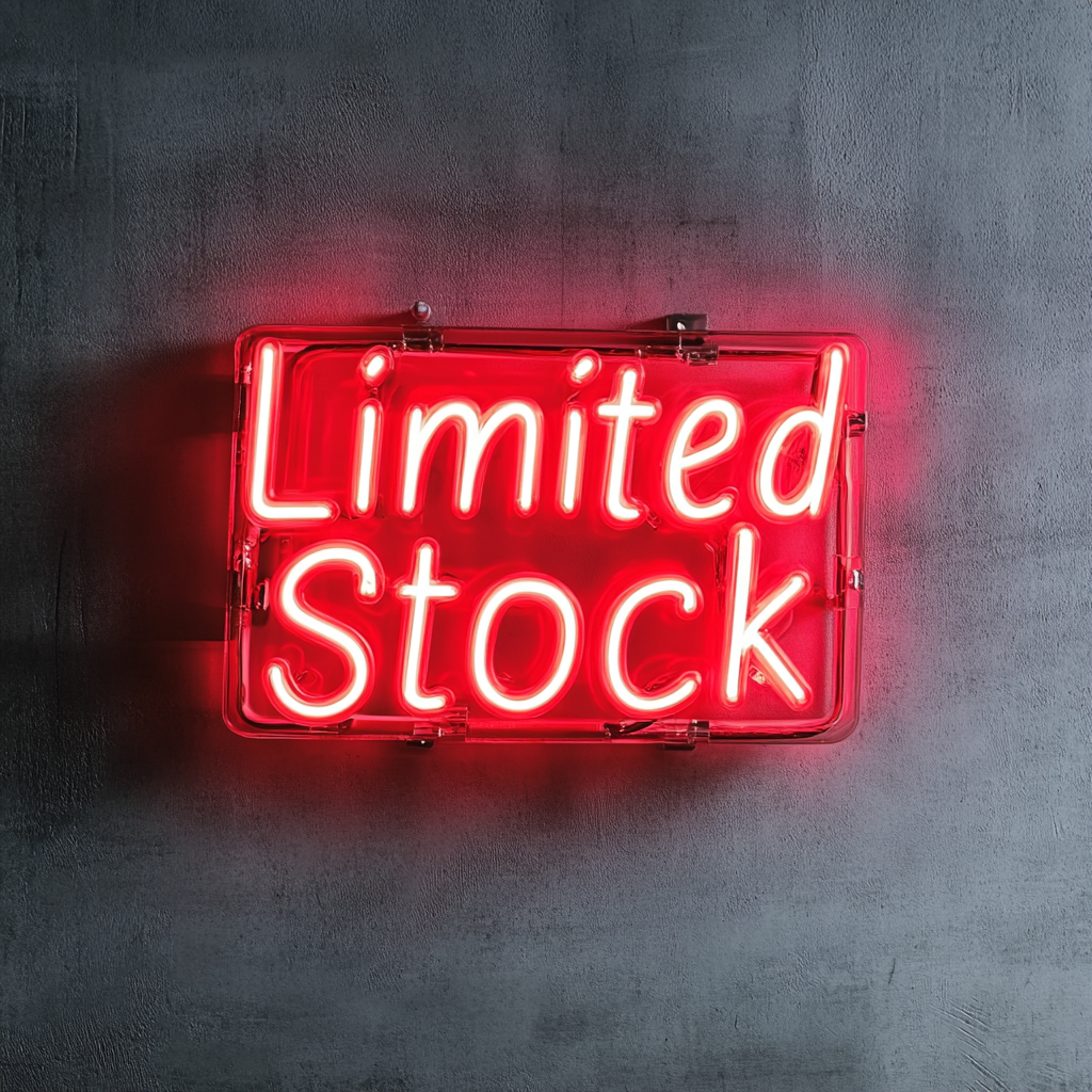 "Limited Stock" - Red Neon Sign, 24 Inches