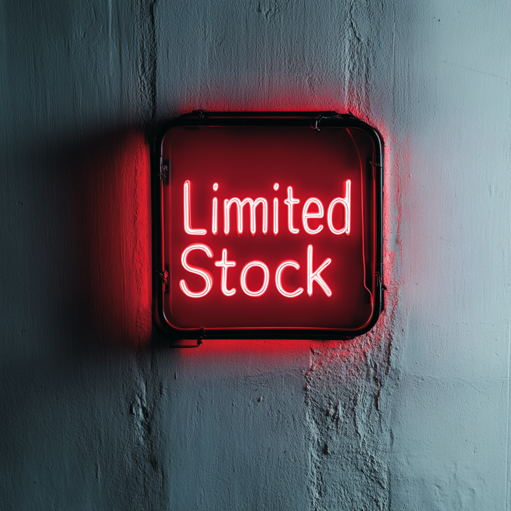 "Limited Stock" - Red Neon Sign, 24 Inches