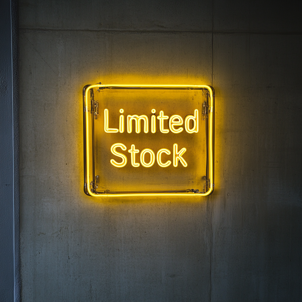 "Limited Stock" - Yellow Neon Sign, 24 Inches