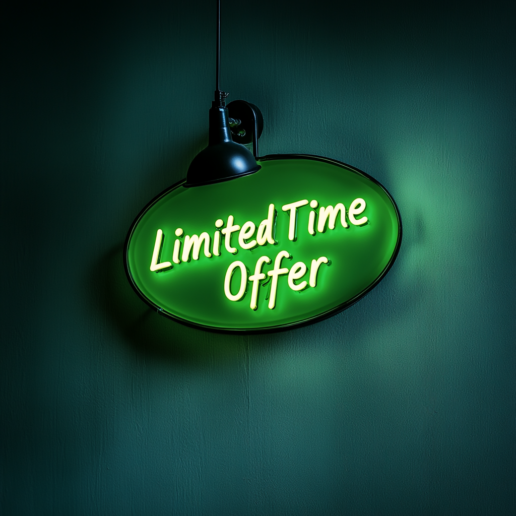 "Limited Time Offer" - Green Neon Sign, 24 Inches