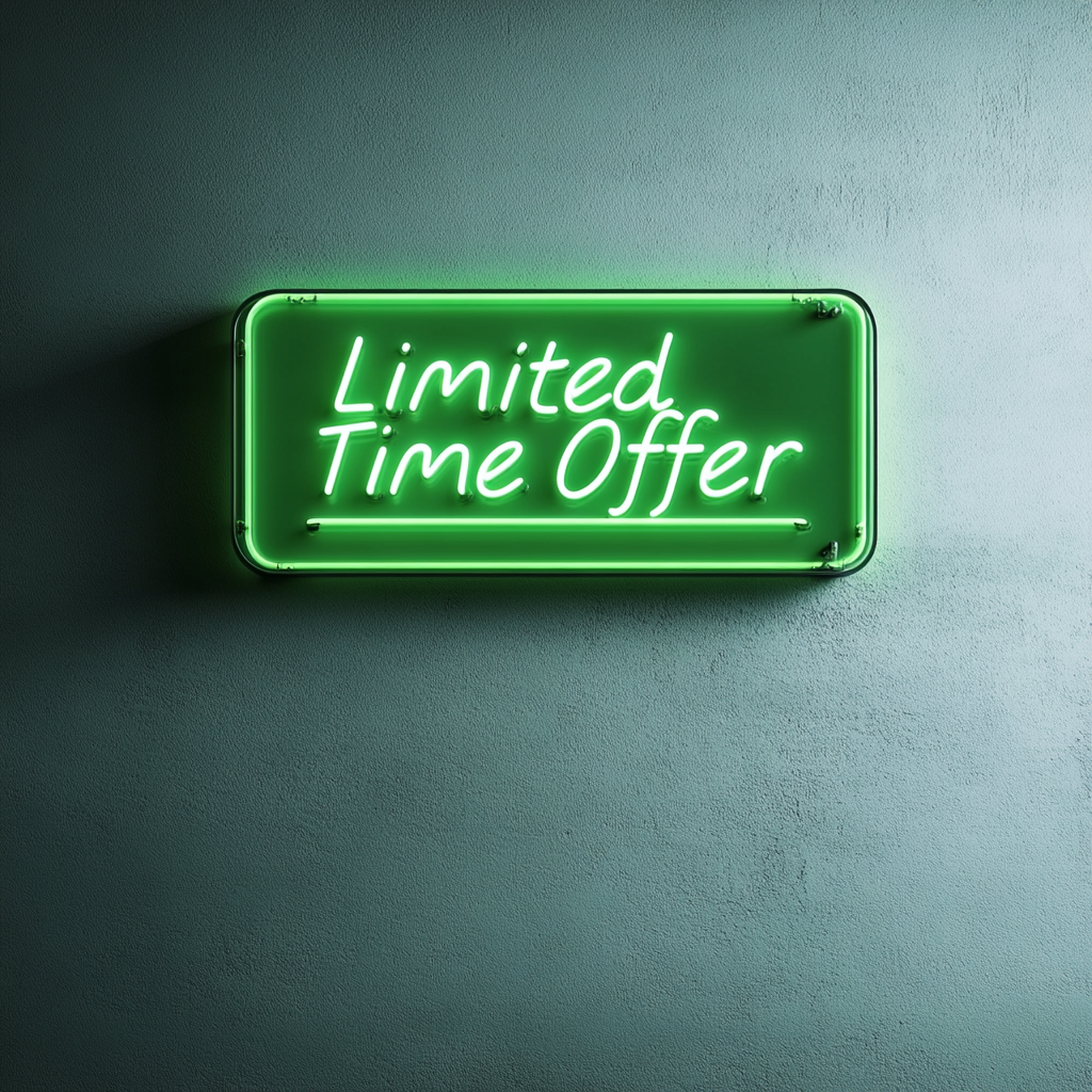 "Limited Time Offer" - Green Neon Sign, 24 Inches