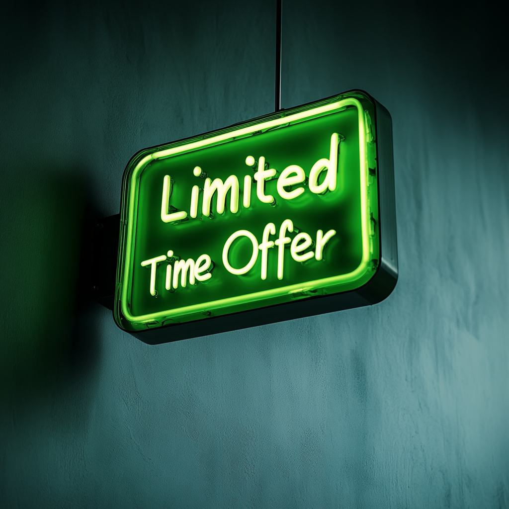 "Limited Time Offer" - Green Neon Sign, 24 Inches