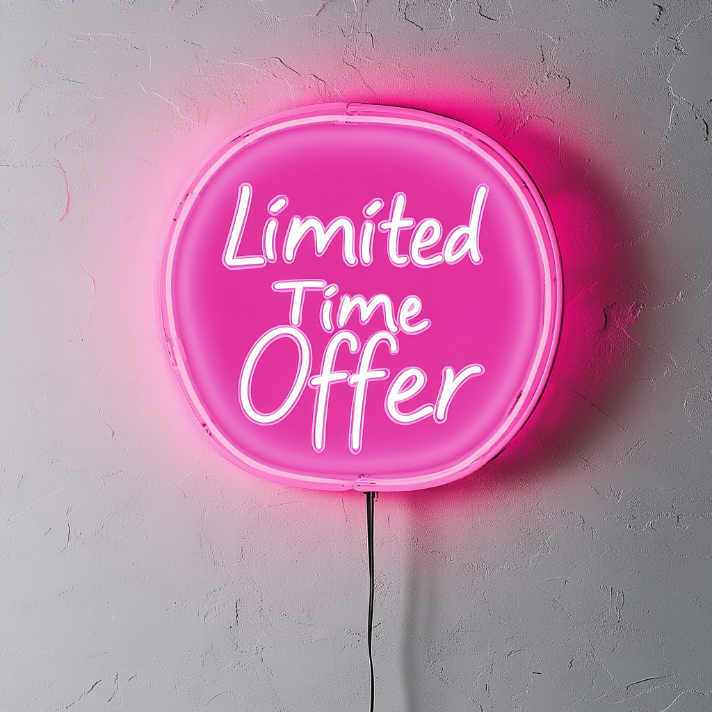 "Limited Time Offer" - Pink Neon Sign, 24 Inches