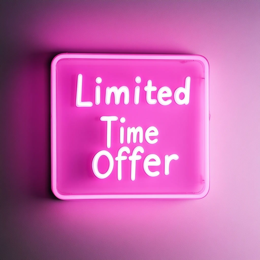"Limited Time Offer" - Pink Neon Sign, 24 Inches