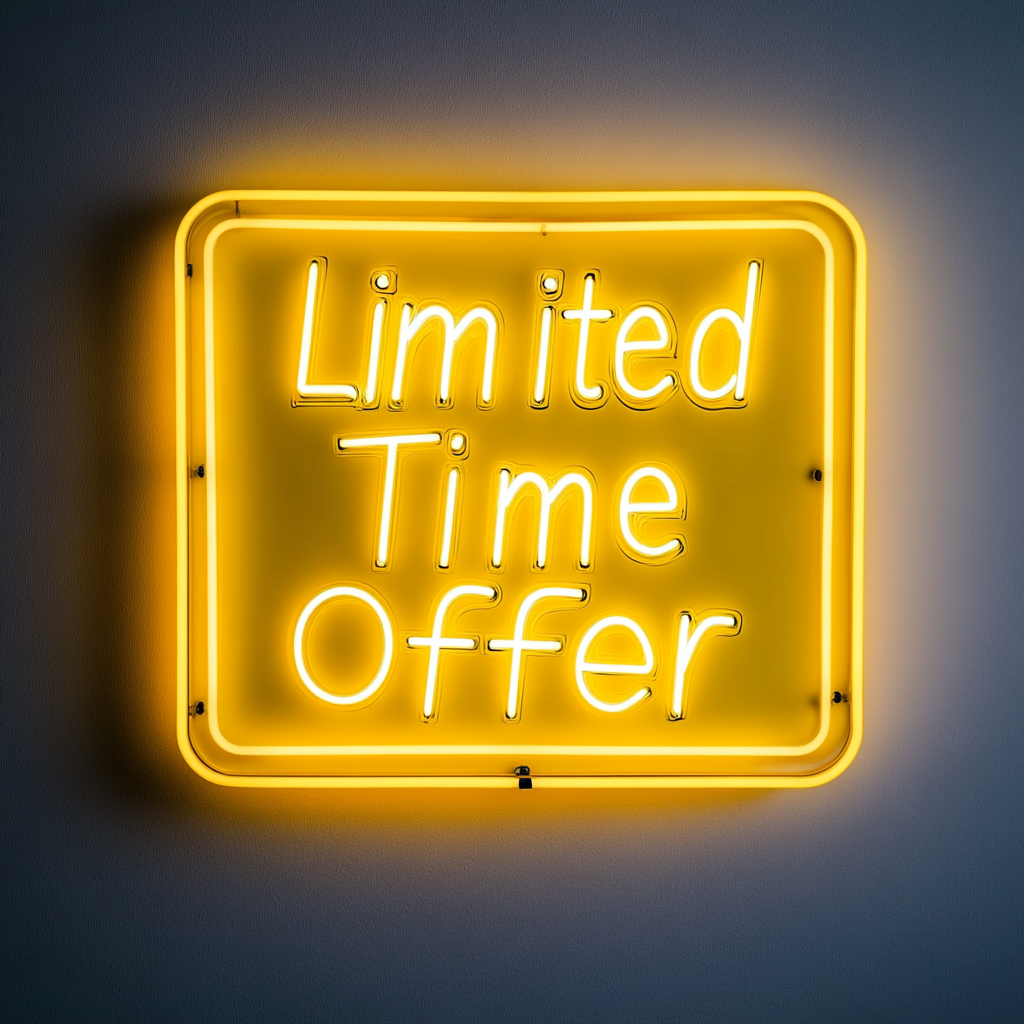 "Limited Time Offer" - Yellow Neon Sign, 24 Inches