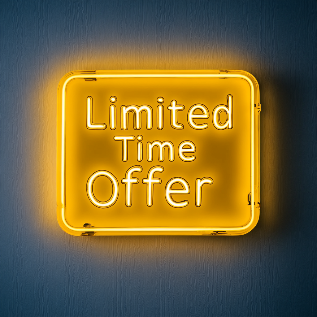 "Limited Time Offer" - Yellow Neon Sign, 24 Inches